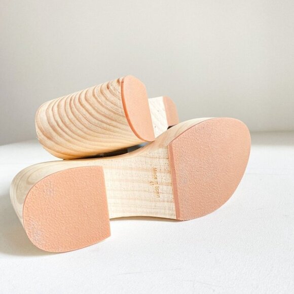 Free People Bellevue  Clogs Leather Wood Fisherman Sandals Slides 11 River - Picture 12 of 12